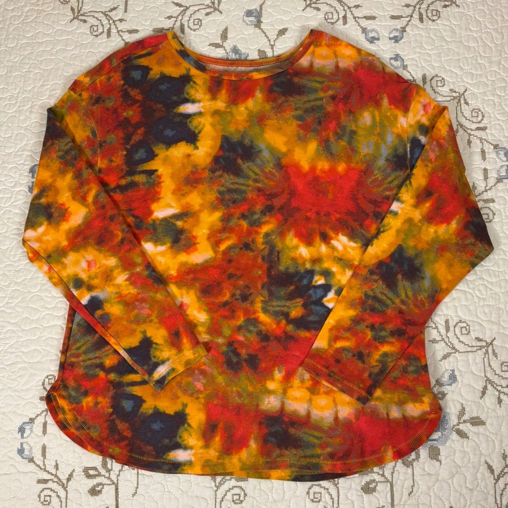 Westbound T-Shirt Womens Medium Multicolor Tie Dye Long Sleeve Crewneck